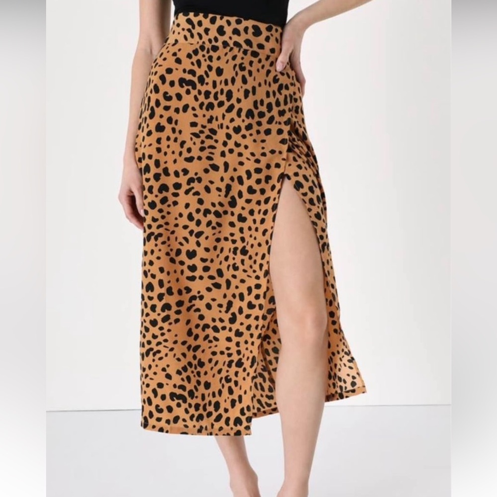 Lulus wrap midi animal print skirt
